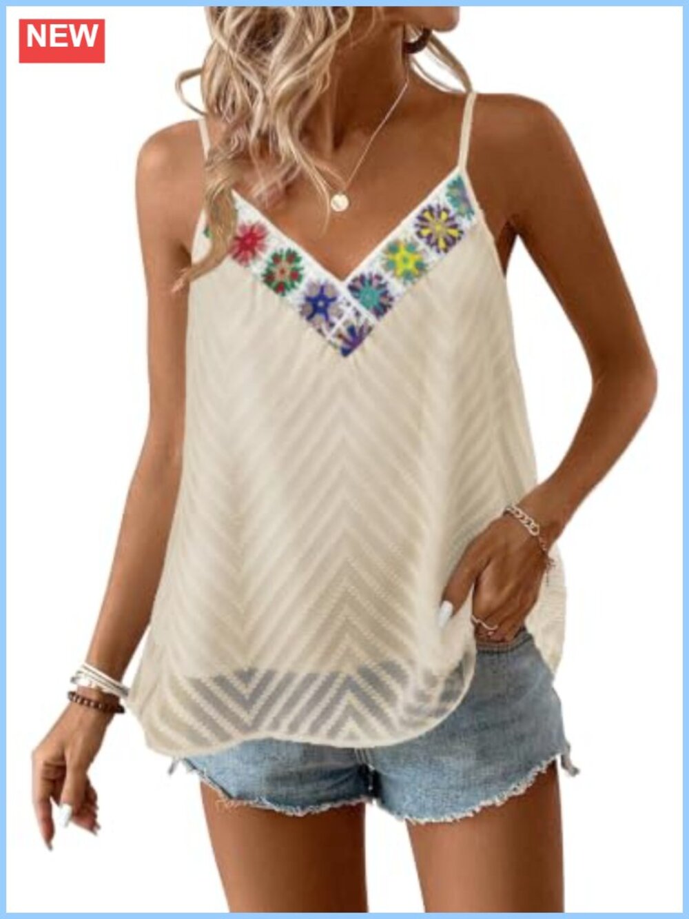Women Floral Flowy Boho V Neck Sleeveless Tank Top Casual Summer Shirt